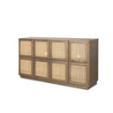 Sina Brown Oak Wood w Natural Rattan 4 Door Sideboard - Default Title