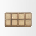 Sina Brown Oak Wood w Natural Rattan 4 Door Sideboard - Default Title