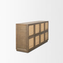 Sina Brown Oak Wood w Natural Rattan 4 Door Sideboard - Default Title