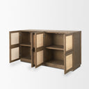 Sina Brown Oak Wood w Natural Rattan 4 Door Sideboard - Default Title