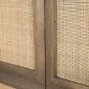 Sina Brown Oak Wood w Natural Rattan 4 Door Sideboard - Default Title
