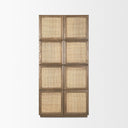 Sina Brown Oak Wood w Natural Rattan 2 Door Curio Cabinet - Default Title