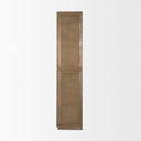 Sina Brown Oak Wood w Natural Rattan 2 Door Curio Cabinet - Default Title