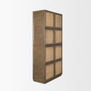Sina Brown Oak Wood w Natural Rattan 2 Door Curio Cabinet - Default Title