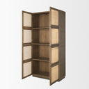 Sina Brown Oak Wood w Natural Rattan 2 Door Curio Cabinet - Default Title
