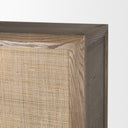 Sina Brown Oak Wood w Natural Rattan 2 Door Curio Cabinet - Default Title