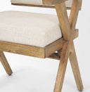 Topanga I Cream Fabric Wrap Medium Brown Wooden Frame Dining Chair - Default Title