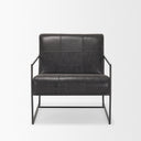 Stratton Gunmetal w Genuine Aged Black Leather Upholstered Accent Chair - Default Title