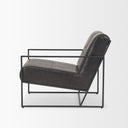 Stratton Gunmetal w Genuine Aged Black Leather Upholstered Accent Chair - Default Title