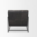 Stratton Gunmetal w Genuine Aged Black Leather Upholstered Accent Chair - Default Title