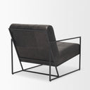 Stratton Gunmetal w Genuine Aged Black Leather Upholstered Accent Chair - Default Title