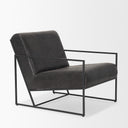 Stratton Gunmetal w Genuine Aged Black Leather Upholstered Accent Chair - Default Title