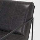 Stratton Gunmetal w Genuine Aged Black Leather Upholstered Accent Chair - Default Title