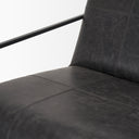 Stratton Gunmetal w Genuine Aged Black Leather Upholstered Accent Chair - Default Title