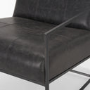 Stratton Gunmetal w Genuine Aged Black Leather Upholstered Accent Chair - Default Title