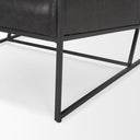 Stratton Gunmetal w Genuine Aged Black Leather Upholstered Accent Chair - Default Title