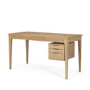 Tino Light Brown Oak Wood w 4 Drawers Desk - Default Title
