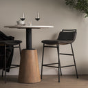 Kavalan 335 Total Height Ebony Leather Seat Black Metal Frame Counter Stool - Default Title