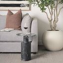 Taite Solid Dark Gray Marble Pedestal Accent Table - Default Title
