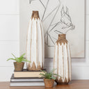 Sisko I Short Rustic Brown White Ceramic Vase - Default Title