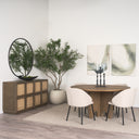 Sonomi Brown Solid Rubber Wood w Round Oak Tabletop Dining Table - Default Title