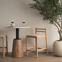 Sam Counter Stool W Light Brown Wood Frame and Beige Upholstered Seat - Default Title