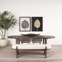 Sohan Dark Elm Wood Oval Dining Table - Default Title
