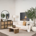 Sina Brown Oak Wood w Natural Rattan 4 Door Sideboard - Default Title