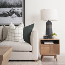 Javier 180L x 180W x 3075H Black Base WCream Fabric Shade Table Lamp - Default Title