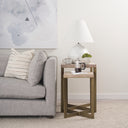Faye Set of 2 19L x 19W x 26H Beige Finished Wood W Gold Metal Base Accent Tables - Default Title