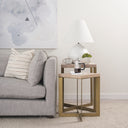 Faye Set of 2 19L x 19W x 26H Beige Finished Wood W Gold Metal Base Accent Tables - Default Title