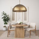 Karina 36 Round Brass-tone Hammered Metal Dome Pendant Light - Default Title