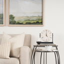 Clapp Round Light Brown W White Wash Wood and Silver Metal Nesting Accent Tables Set of 2 - Default Title