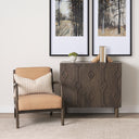 Cashel Accent Chair W Dark Brown Wood and Tan Genuine Leather - Default Title