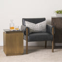Satima Black Marble w Gold Metal Square Fluted Accent Table - Default Title
