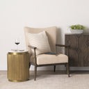 Satima White Marble w Gold Metal Round Fluted Accent Table - Default Title