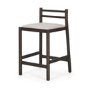 Sam Dark Brown Wood w Cream Fabric Counter Stool - Default Title