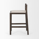 Sam Dark Brown Wood w Cream Fabric Counter Stool - Default Title