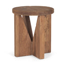 Tahlia Round Natural Brown Wood w Angled Legs Stool - Default Title