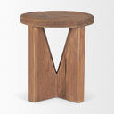Tahlia Round Natural Brown Wood w Angled Legs Stool - Default Title