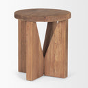 Tahlia Round Natural Brown Wood w Angled Legs Stool - Default Title