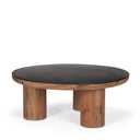 Tucson Natural Wood w Round Black Oak Top Coffee Table - Default Title