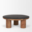Tucson Natural Wood w Round Black Oak Top Coffee Table - Default Title