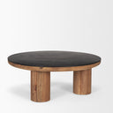 Tucson Natural Wood w Round Black Oak Top Coffee Table - Default Title
