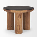 Tucson Natural Wood w Round Black Oak Top Side Table - Default Title