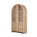 Suri Light Brown Wood WGlass Doors Arched Curio Cabinet - Default Title