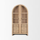 Suri Light Brown Wood WGlass Doors Arched Curio Cabinet - Default Title