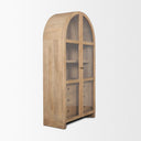 Suri Light Brown Wood WGlass Doors Arched Curio Cabinet - Default Title