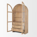 Suri Light Brown Wood WGlass Doors Arched Curio Cabinet - Default Title
