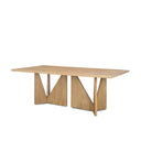 Tarro 84 Rectangular Light Brown Wood w Geometrical Base Dining Table - Default Title